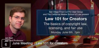 SDFCPX June 2016 Meeting – Law 101 for Creators